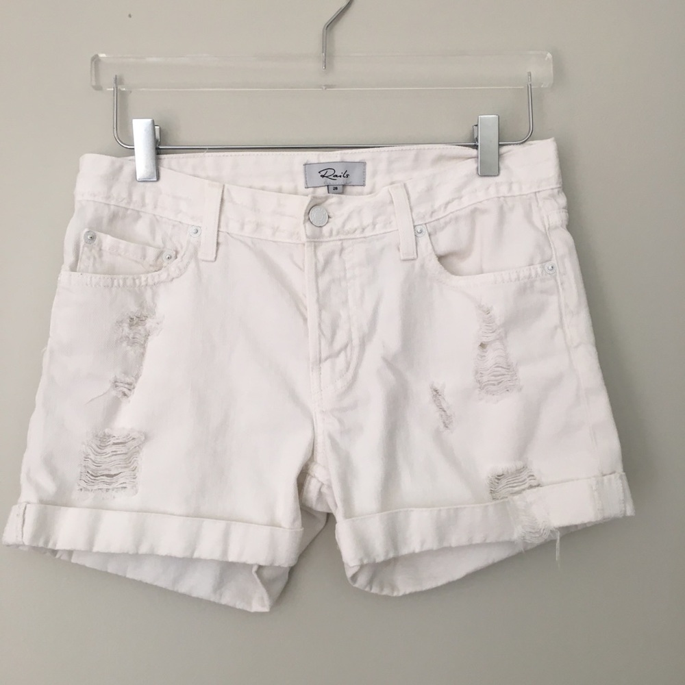 Rails Logan White Distressed Denim Shorts